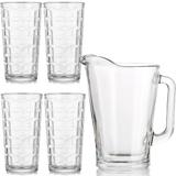 Conjunto Água Suco Refresco 1 Jarra Vidro + 4 Copos Crisa México