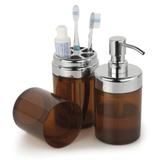 Conjunto Âmbar de Banheiro 2 Peças Porta Escova E Dispenser - Forma inox