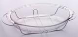 Conjunto Assadeira de Vidro e Suporte Aramado Oval 2 peças - Top line