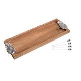 Conjunto Bandeja Madeira Abacaxi 4Garfos PetiscoPrata 44X15X4 35159 - Bon gourmet