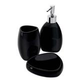 Conjunto Banheiro 3 Peças Cerâmica Preto - Hauskraft