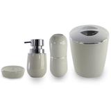 Conjunto Banheiro Bege Lixeira Porta Sabonete Escova - Ou
