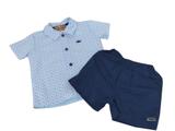 Conjunto Bebê Clube Zero Camisa Social e short sarja Garage Náutico