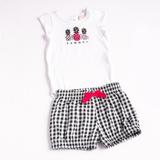 Conjunto Bebê Hello Summer Branco/Xadrez - Tmx