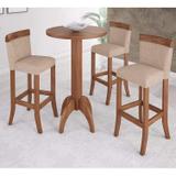 Conjunto Bistrô com Mesa Alta e 3 Banquetas Altas Estofadas Miller Interiores Imbuia