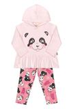 Conjunto Blusão com Capuz e Legging Bee Loop Panda Rosa