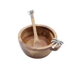 Conjunto Bowl e Colher de Madeira Acácia Palmeira 10cmx5cm Rojemac