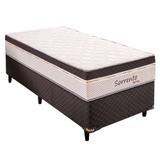 Conjunto Box Solteiro 88cm Sorrento Quadriculado Marrom Simbal
