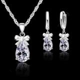 Conjunto brincos e colar prata 925 com zircônia - Lifemultiprodutos