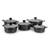 Conjunto c 5 Panelas Forno Fogão Premium Revestida em Cerâmica Antiaderente e Alum. Fundido Preta - Aluminios j.r