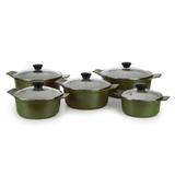 Conjunto c 5 Panelas Forno Fogão Premium Revestida em Cerâmica Antiaderente e Alum. Fundido Verde - Aluminios j.r