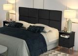 Conjunto Cabeceira Box Casal 1,40 Bella Suede Preto / Kit 2 Criados Mudo Domus Preto - RPM Móveis
