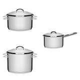 Conjunto Caçarola 1,8L, Caldeirão 2,2L e 5,7L Tramontina 403507 Prata