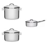 Conjunto Caçarola 1,8L, Caldeirão 5,7L e Panela 1,1L Tramontina 403528 Prata