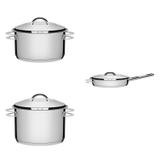 Conjunto Caçarola 1,8L, Caldeirão 7,8L e Frigideira 28cm Tramontina 403557 Prata