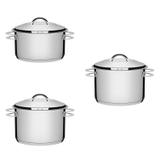 Conjunto Caçarola 1,8L e 2 Caldeirões 11,9L e 12L Tramontina 403435 Prata