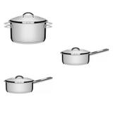 Conjunto Caçarola 1,8L e 2 Panelas 1,4L e 2,9L Tramontina 403334 Prata