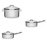Conjunto Caçarola 1,8L e 2 Panelas 2,9L e 4,7L Tramontina 403399 Prata