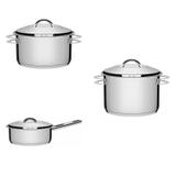 Conjunto Caçarola 1,8L, Panela 2,9L e Caldeirão 7,8L Tramontina 403374 Prata