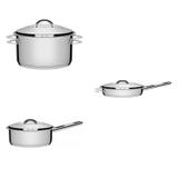 Conjunto Caçarola 1,8L, Panela 2,9L e Frigideira 28cm Tramontina 403397 Prata