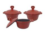 Conjunto Caçarola Mineirinha 3 Unid. Vermelha - FUMIL - Panela mineira