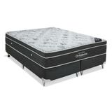 Conjunto Cama Box Camurça com Colchão Queen Molas Nanolastic Exclusive (30x158x198) Cinza - Ortobom