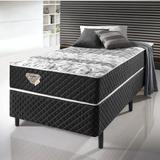 Conjunto Cama Box Solteiro Soft comfort Preto - Sistema Antiácaro, Antifungo e Antialérgico 88X188Cm - Ecoflex