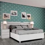 Conjunto Cama Casal e Cabeceira Extensível 2 Mesas de Cabeceira Móveis Branco - Tcil móveis