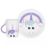 Conjunto Caneca e Prato Unicórnio Porcelana Oxford