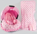 Conjunto Capa para Bebe Conforto com Acolchoado e Capa de Carrinho Coroa Rosa - Alan pierre baby