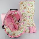 Conjunto Capa para Bebe Conforto com Acolchoado e Capa de Carrinho Safari Rosa Novo - Alan pierre baby