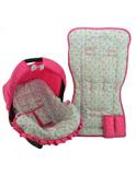 Conjunto Capa Para Bebê Conforto E Capa De Carrinho Floral Azul com Rosa - Alan pierre baby