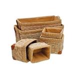 Conjunto cestos de rattan com alca- retangular 6 pcs - Btc decor
