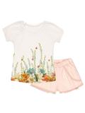 Conjunto Charpey 2 peças Blusa Cotton e Shorts Sarja Off White