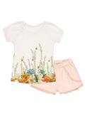 Conjunto Charpey 2 peças Blusa Cotton e Shorts Sarja Off White