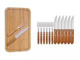 Conjunto Churrasco 15 Peças Tábua + Garfos + Facas Mor