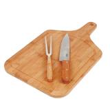 Conjunto Churrasco Bamboo Tábua com Alça Faca Garfo Trinchete - Mor