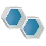 Conjunto com 2 Nichos Hexagonais Favo Branco e Azul Serenata - Máxima móveis