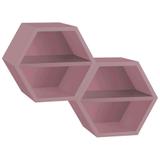 Conjunto com 2 Nichos Hexagonais Favo II com Prateleira Lilás - Máxima móveis