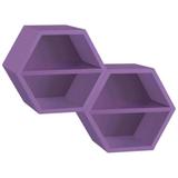 Conjunto com 2 Nichos Hexagonais Favo II com Prateleira Roxo - Máxima móveis