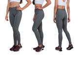 Conjunto com 3 Calças Legging Fitnes Suplex Lisa Cintura Alta Cinza - Della fitness