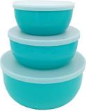 Conjunto com 3 Potes, kit com 3 tamanhos diferentes, P/M/G 12x5/15x6/19x8cm - 0,4l/0,8l/1,6l Verde com Tampa - Fabrica de utilidades