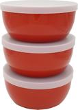 Conjunto com 3 Potes, Kit potes de ótima qualidade, 19x8cm 1,6l Vermelho com Tampa - Polipropileno Super Resistente - Fábrica de utilidades