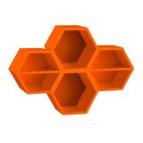 Conjunto com 4 Nichos Hexagonais Favo com Prateleira Laranja Novo - Máxima móveis