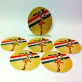 Conjunto com 6 Porta Copos Redondos Pin Up Girl Mascara Negra - All classics