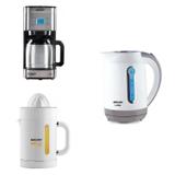 Conjunto com Chaleira, Cafeteira e Espremedor Elétrico 220V Mallory Branco/Cinza