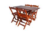 Conjunto com Jogo de Mesa 120x70 Com 4 Cadeiras Dobráveis Mel - Reisol Móveis - Rei sol móveis