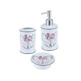 Conjunto de 3 Peças Banheiro Paris Flowers Urban Branco