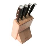Conjunto de 4 Facas em Aço Inox e Bloco em Madeira Kenya