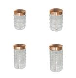 Conjunto de 4 potes de vidros redondos quadriculados com tampas de cobre / rose 2200 1740 1290 880 ml - Wellmix